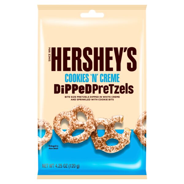 HERSHEYS COOKIES N CREME DIPPED PRETZELS 120G
