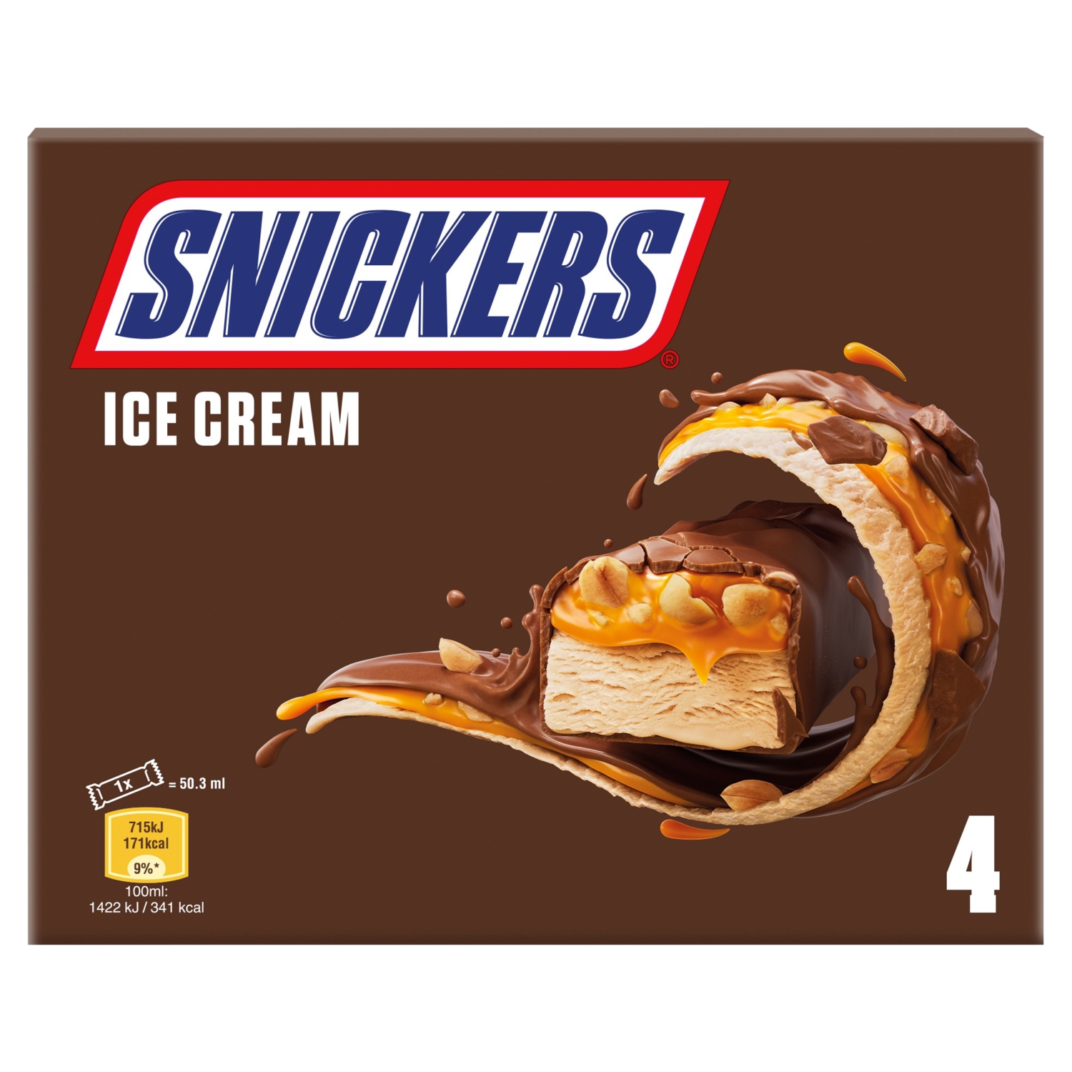 SNICKERS BAR ICE CREAM 4X45.6G - Image 1