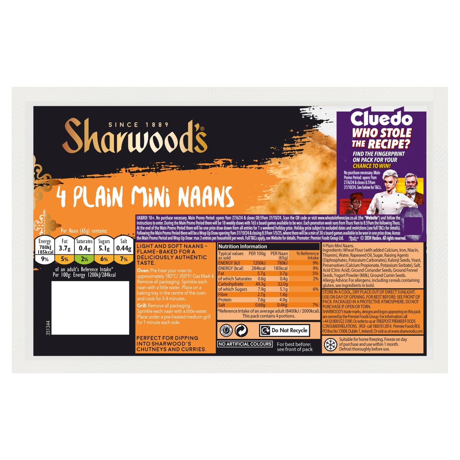 SHARWOODS PLAIN MINI NAANS 4PK - Image 1