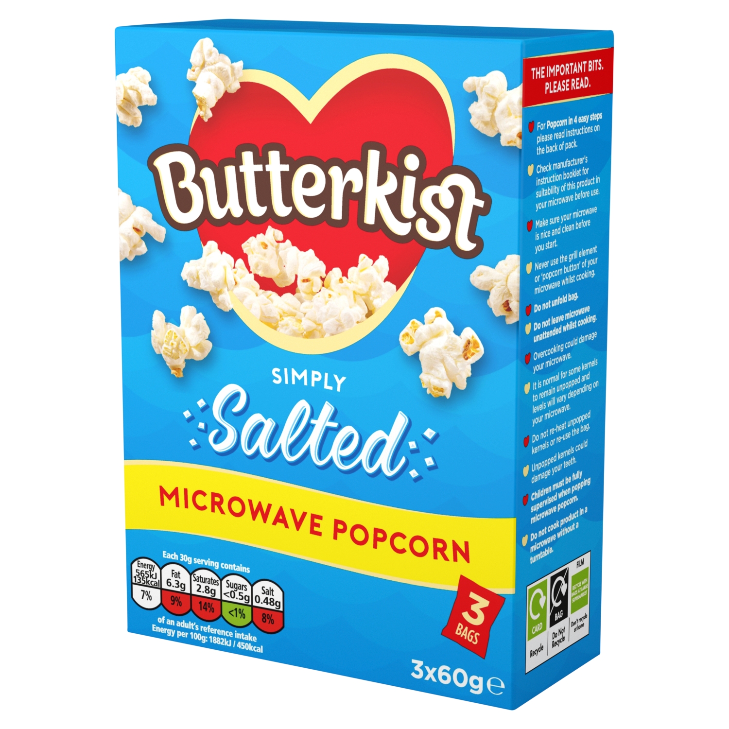 BUTTERKIST SALTED MICROWAVE POPCORN 3X60G - Image 1