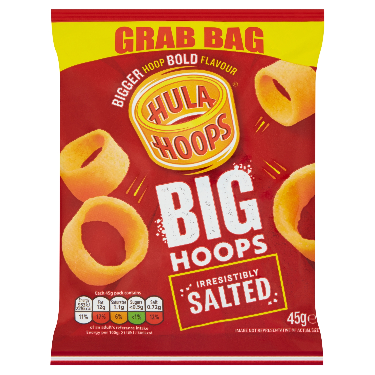 HULA HOOPS BIG HOOPS SALTED GRAB BAG CRISPS 45G - Image 1