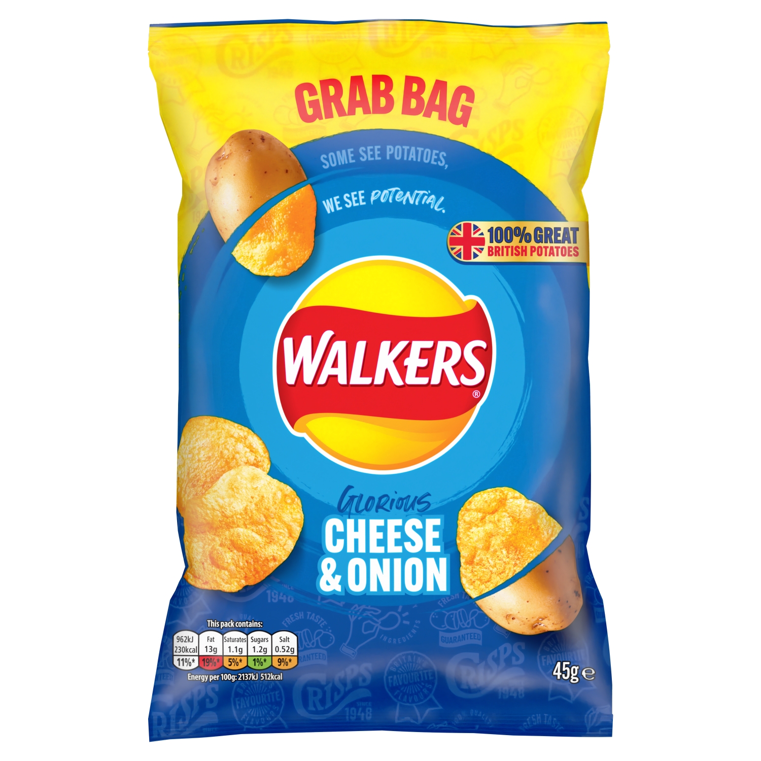 WALKERS CHEESE & ONION 45G - Image 1