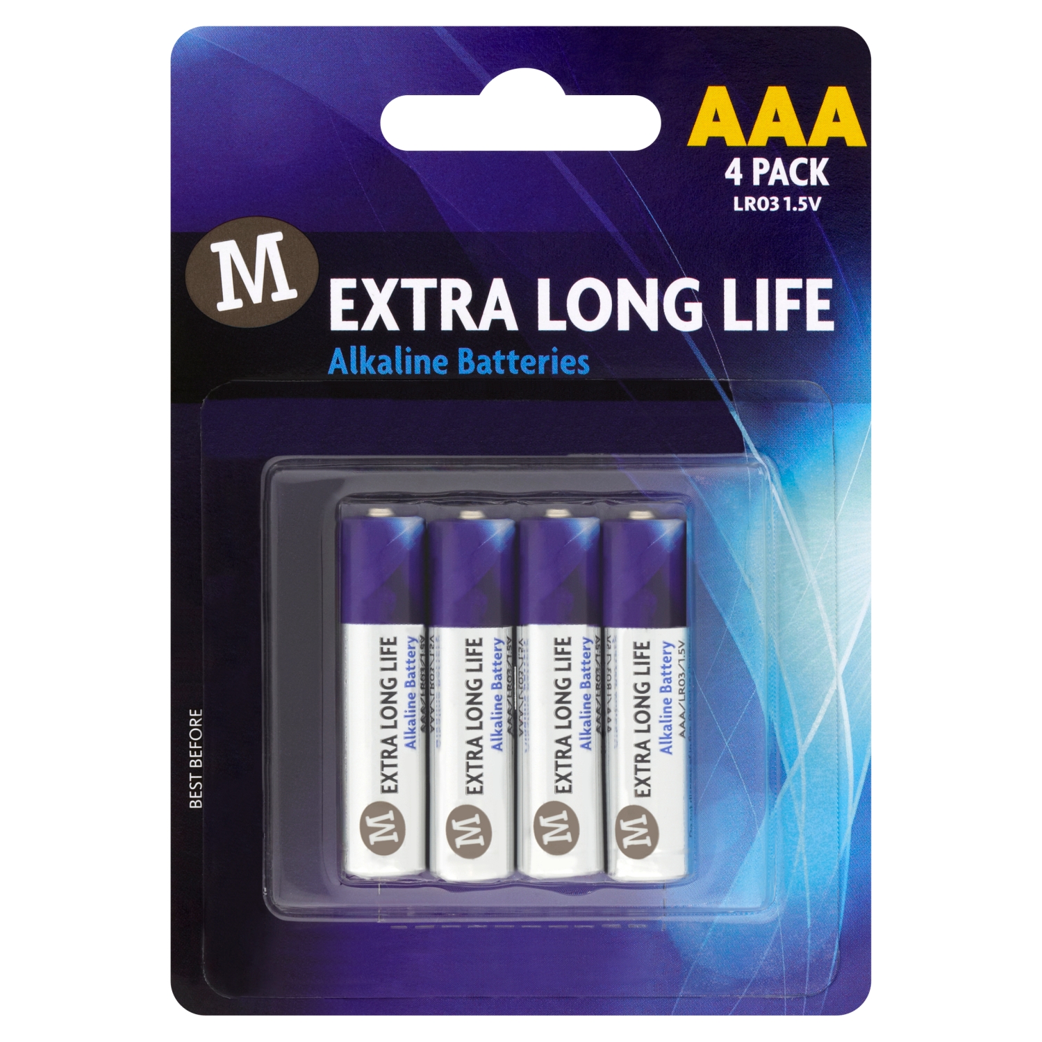 M ALKALINE BATTERY AAA 4PK - Image 1