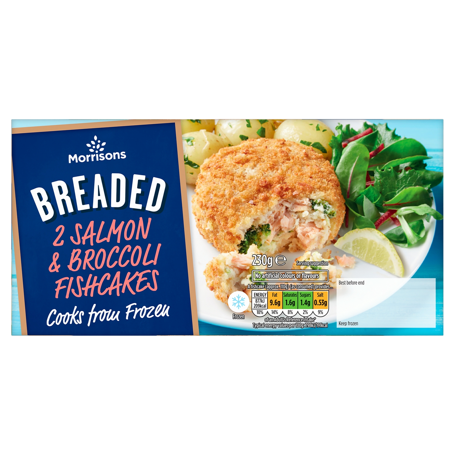 M 2 SALMON & BROCOLLI FISH CAKES 230G - Image 1