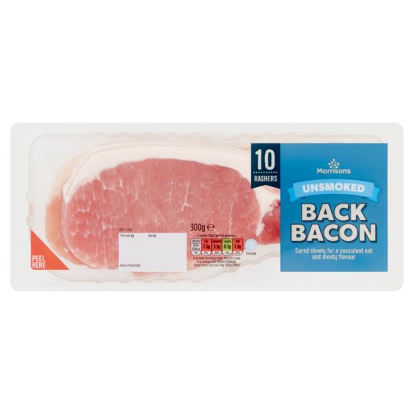 M UNSMOKED RINDLESS BACK BACON 10S 300G