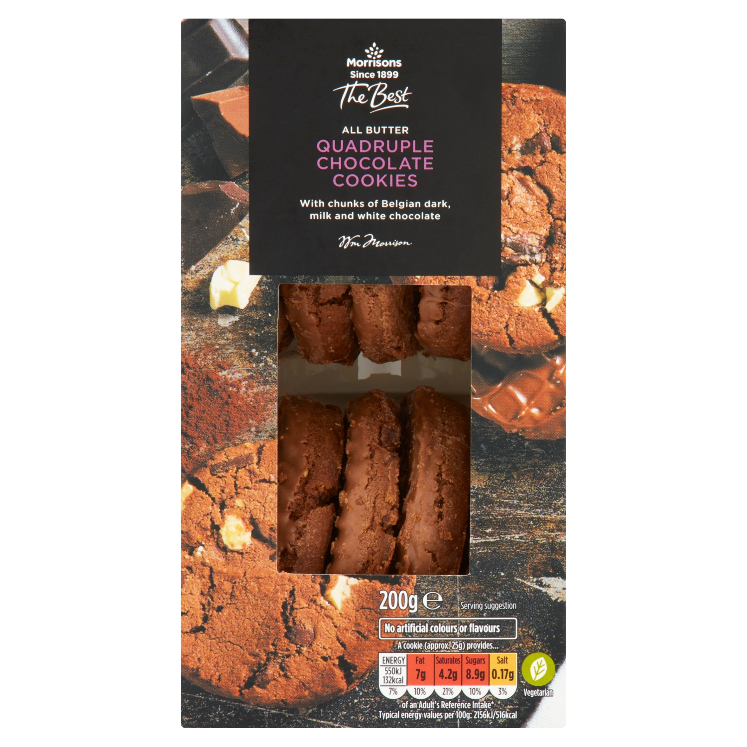 M BEST QUADRUPLE CHOCOLATE COOKIES 200G - Image 1