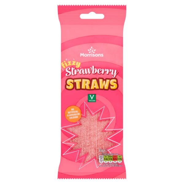M FIZZY STRAWBERRY STRAWS 65G