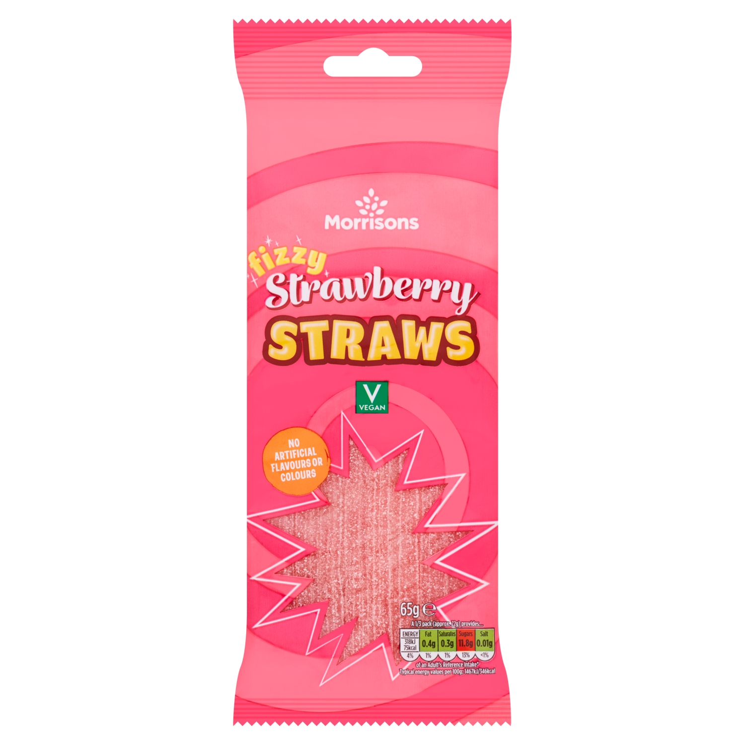 M FIZZY STRAWBERRY STRAWS 65G - Image 1