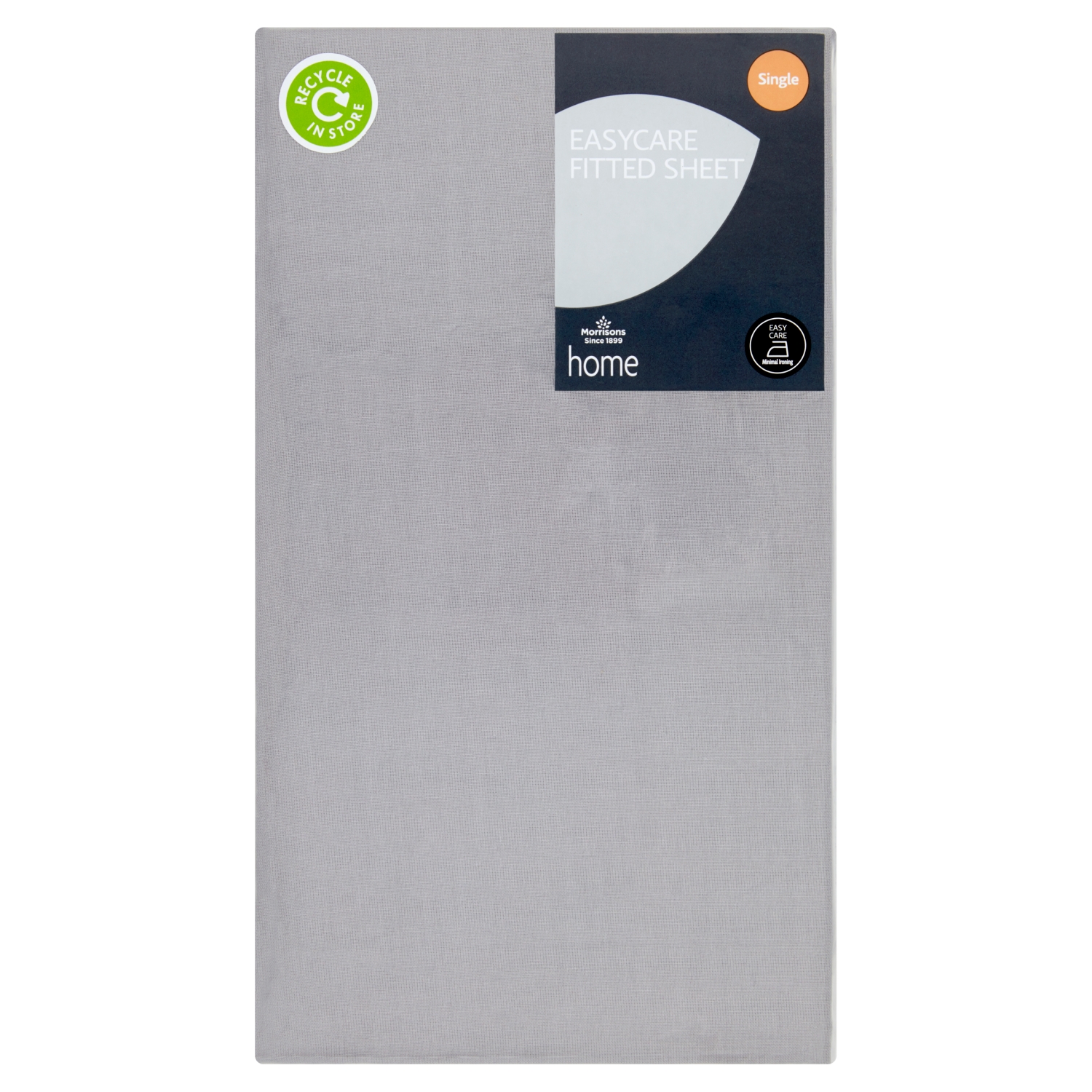 M EASY CARE GREY FITTED SHEET SINGLE - Image 1