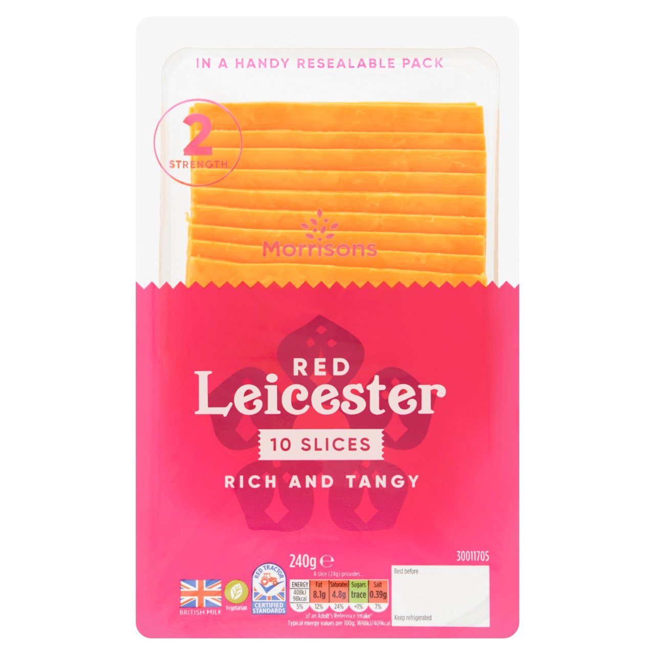 M RED LEICESTER SLICES 240G - Image 1