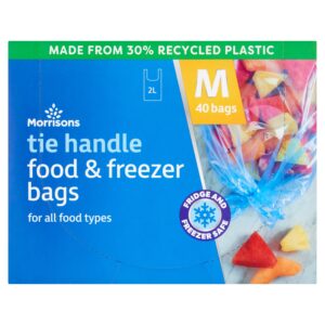 M TIE HANDLE FOOD AND FREEZER BAGS MEDIUM 40PK