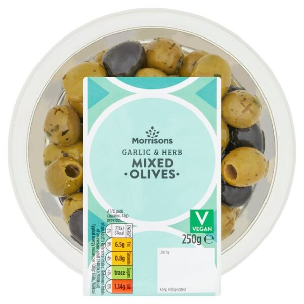 M MIXED OLIVES WITH GARLIC & HERB 250G
