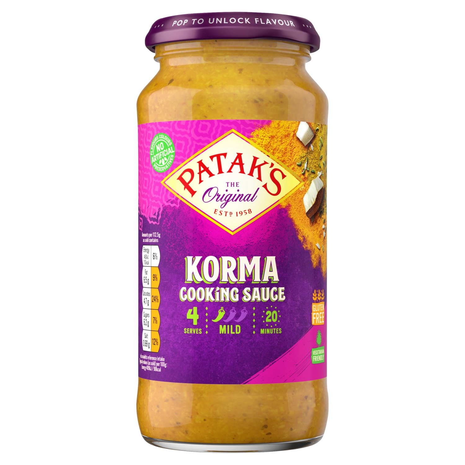 PATAKS KORMA SAUCE 450G - Image 1