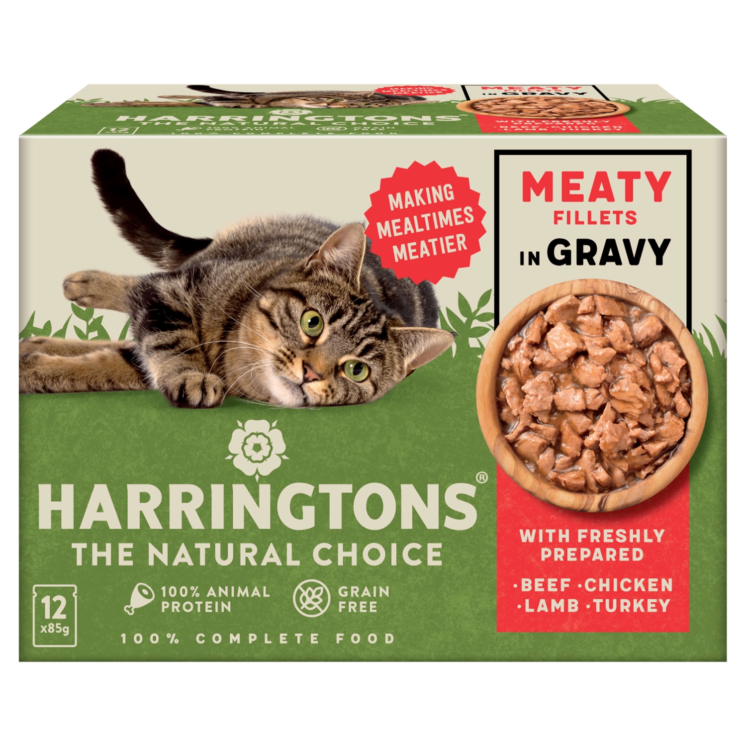 HARRINGTONS CAT MEATY SELECTION IN GRAVY 12 X 85G - Image 1