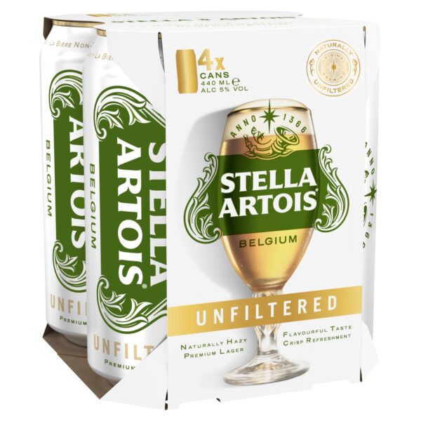 STELLA ARTOIS UNFILTERED CAN 4X440ML