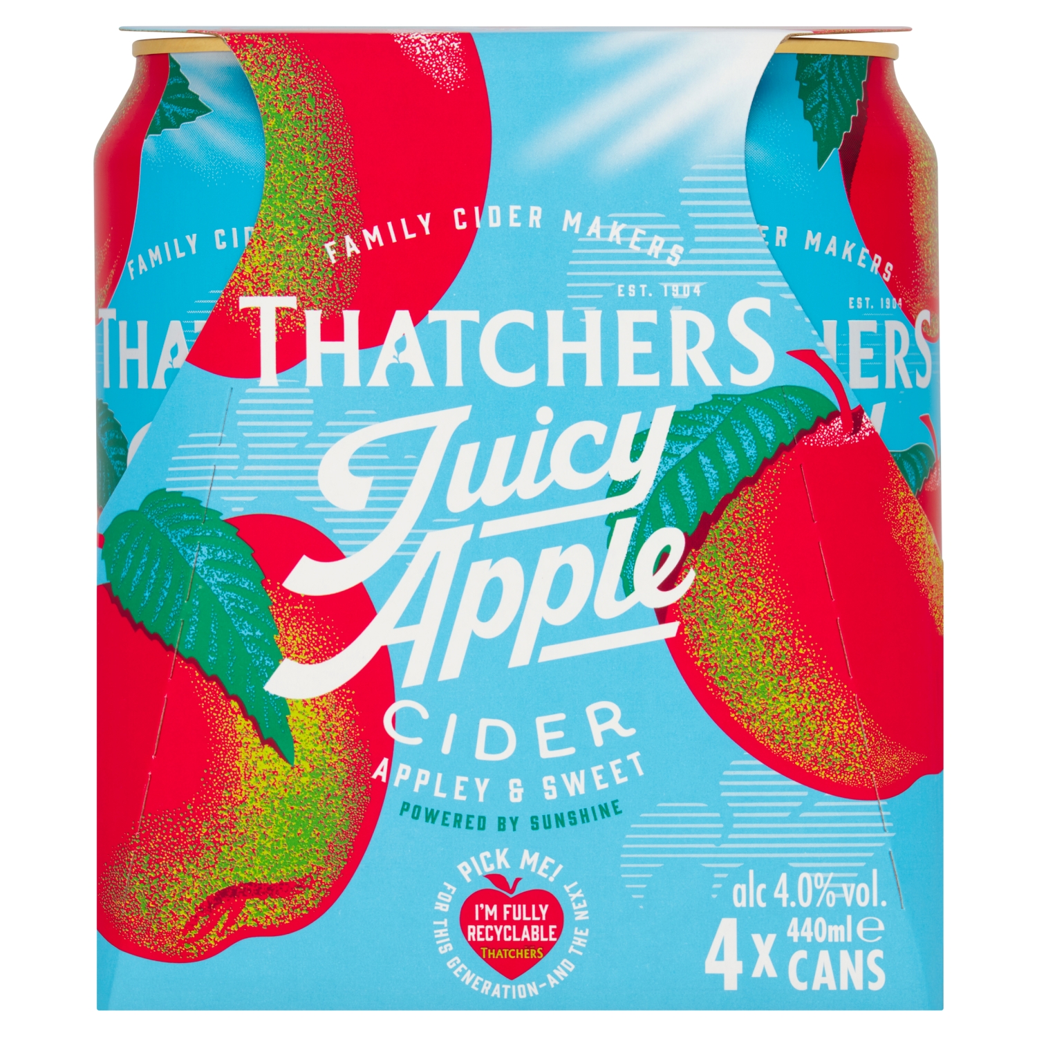THATCHERS JUICY APPLE CIDER 4 X 440ML - Image 1