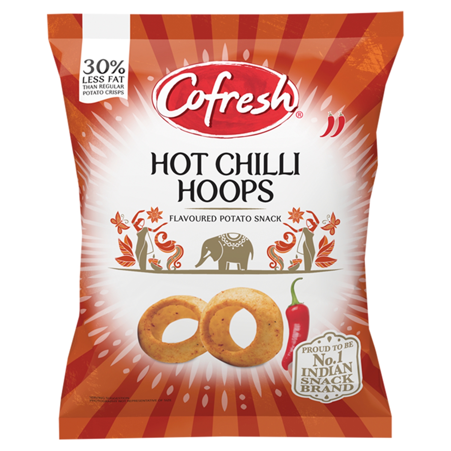 COFRESH HOT CHILLI FLAVOUR POTATO HOOPS 80G - Image 1