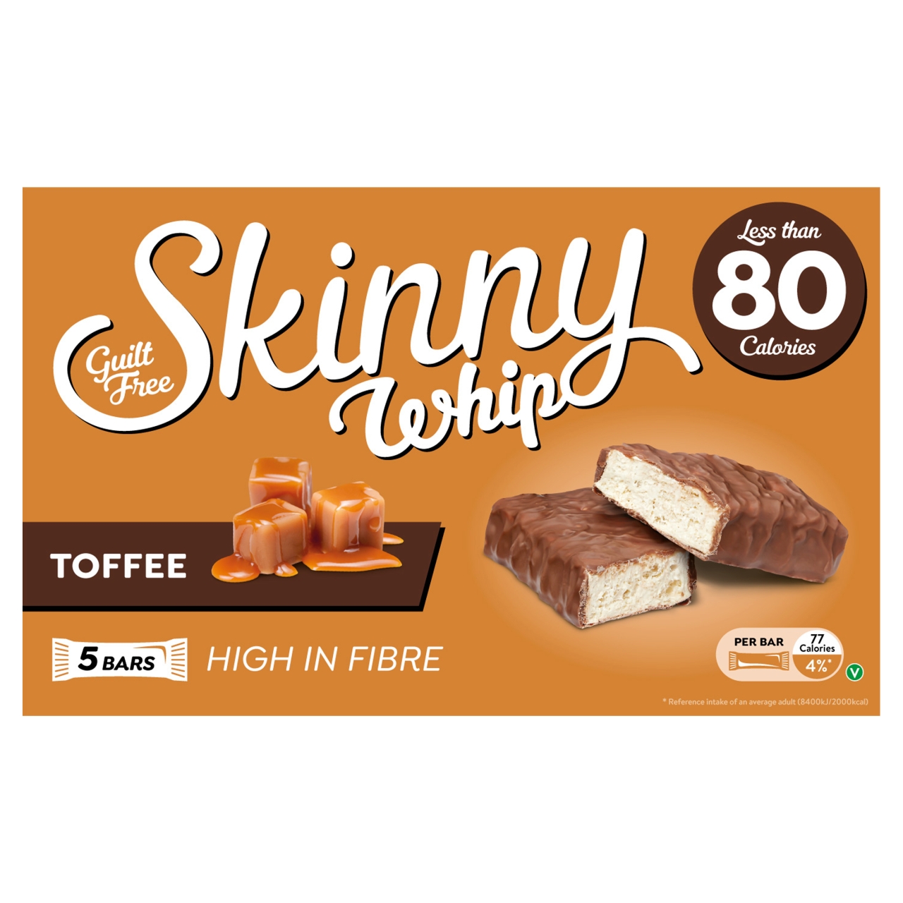 SKINNY WHIP TOFFEE AND CHOCOLATE 5 BARS 100G - Image 1