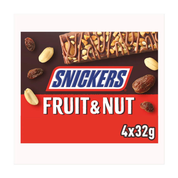SNICKERS TRIPLE TREAT FRUIT NUT&CHOCOLATE BARS 4PK