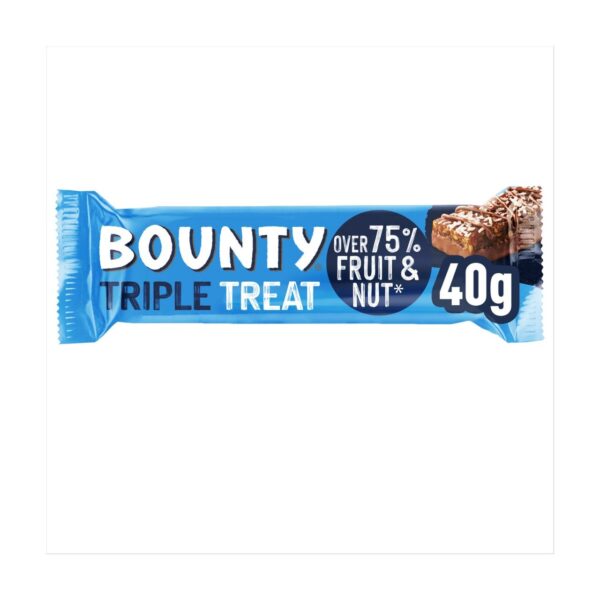 BOUNTY TRIPLE TREAT FRUIT NUT & CHOC SNACK BAR 40G