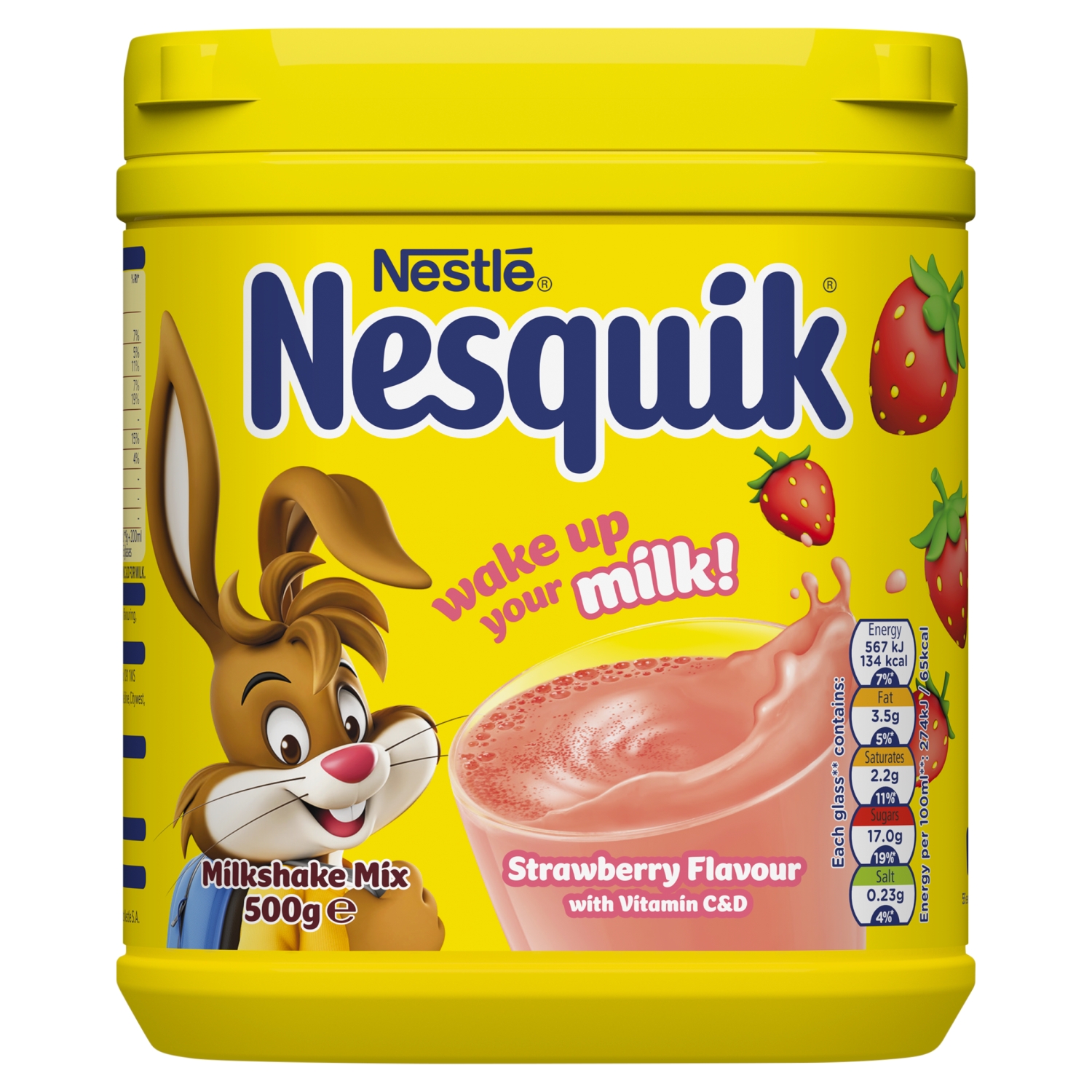 NESQUIK STRAWBERRY FLAVOUR MILKSHAKE MIX 500G - Image 1