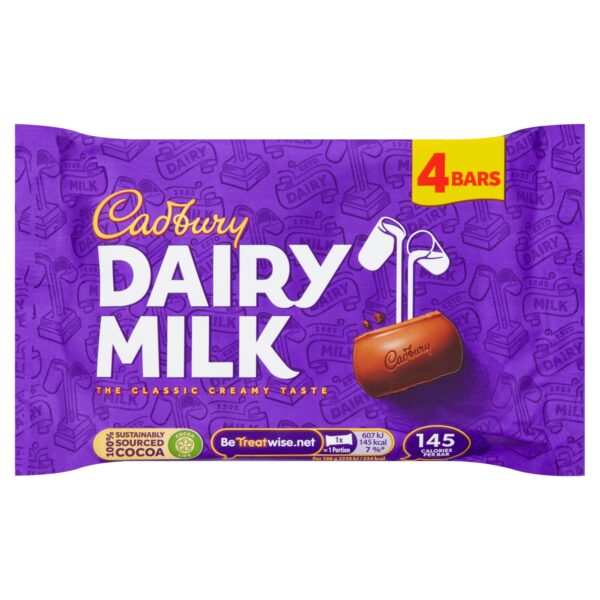 CADBURY DAIRY MILK 4 BARS 108.8G