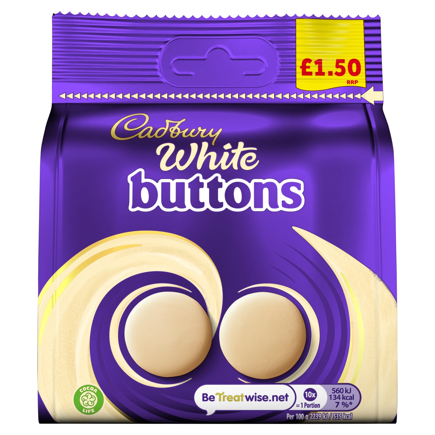 CADBURY WHITE CHOCOLATE BUTTONS BAG 85G - Image 1