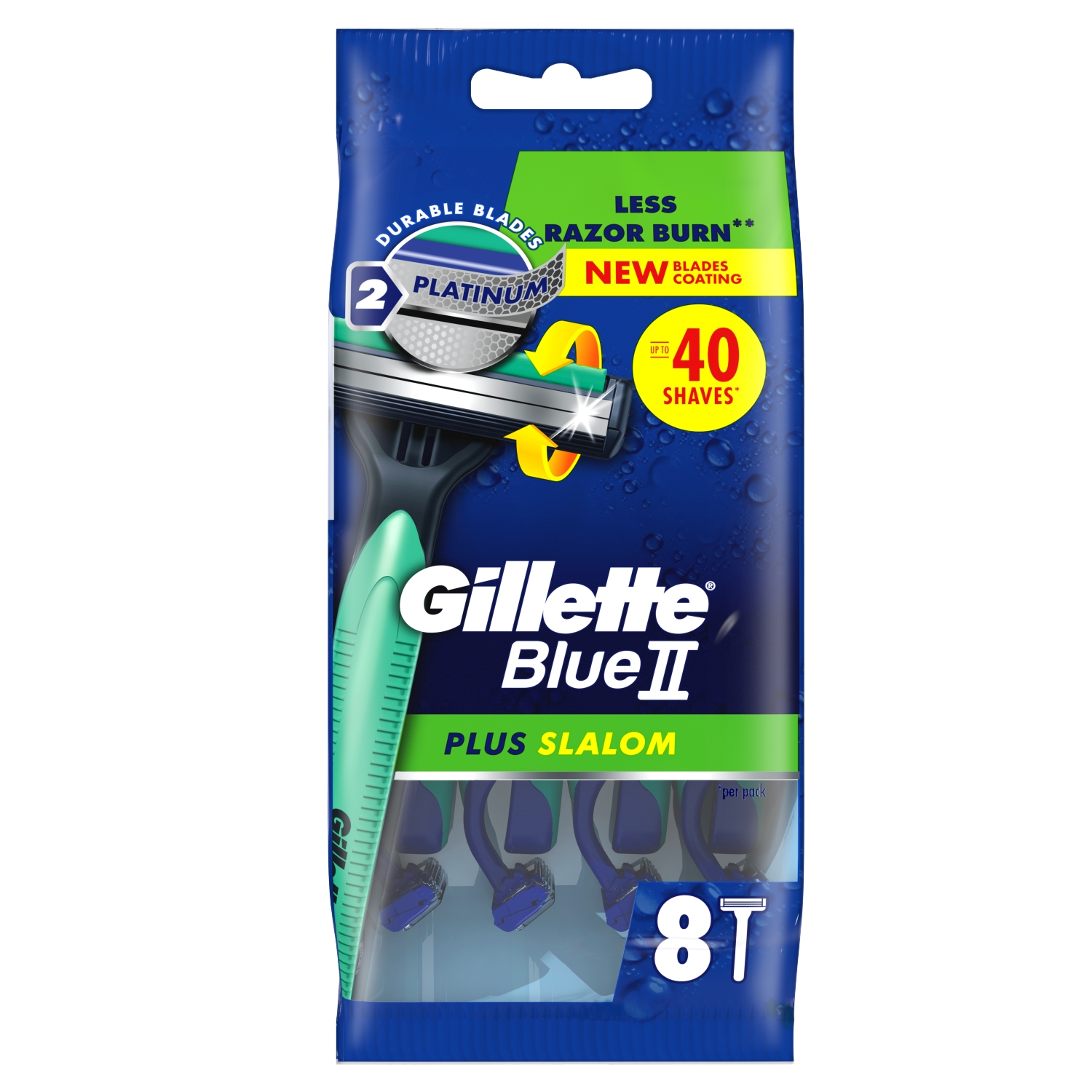 GILLETTE BLUE 2 PLUS SLALOM 8 DISPOSABLE RAZORS - Image 1