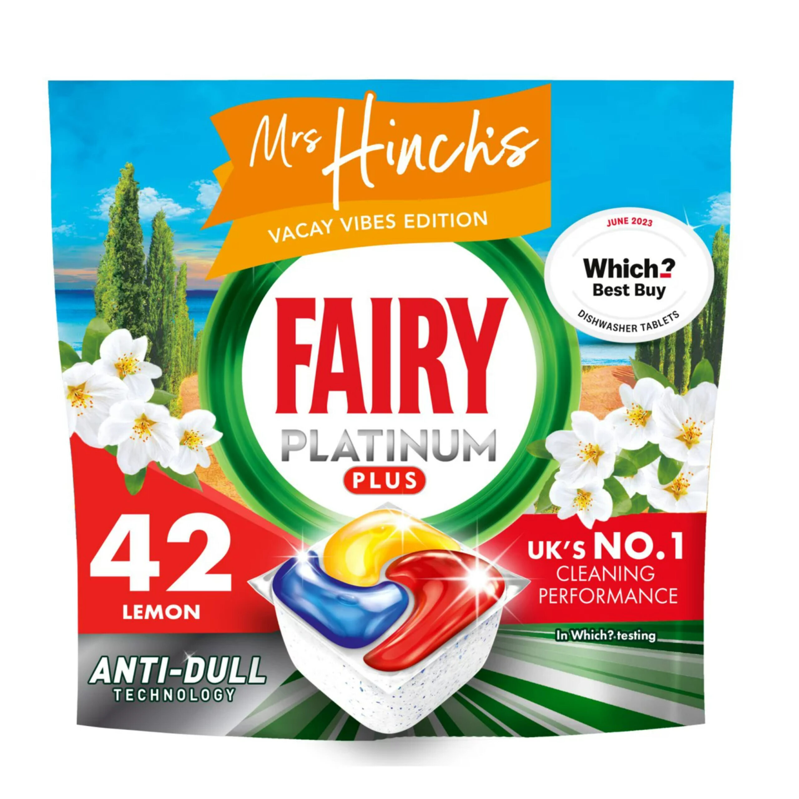 FAIRY PLATINUM PLUS DISHWASHER TABLETS LEMON 42PK - Image 1