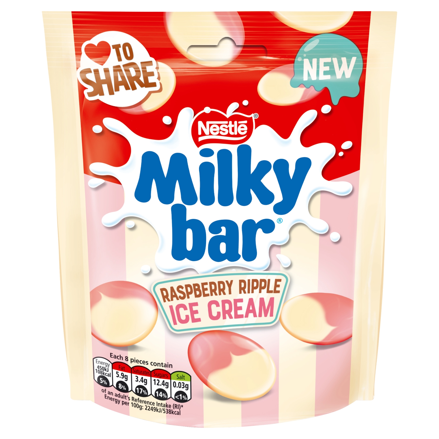 MILKYBAR BUTTONS RASPBERRY RIPPLE ICE CREAM 86G - Image 1