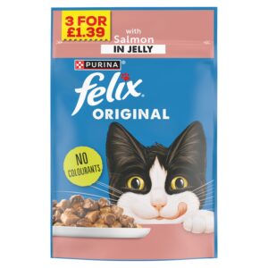 8445291037106_0.jpg FELIX ORIGINAL SALMON IN JELLY CAT FOOD POUCH 85G
