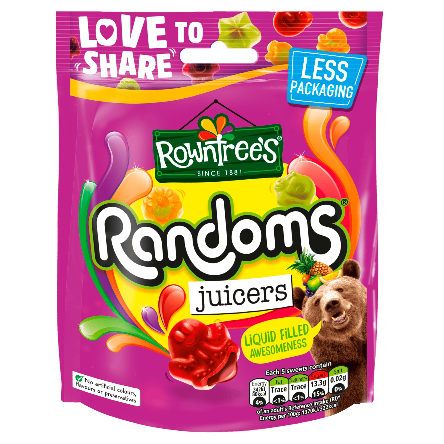 ROWNTREES RANDOMS JUICERS 140G - Image 1