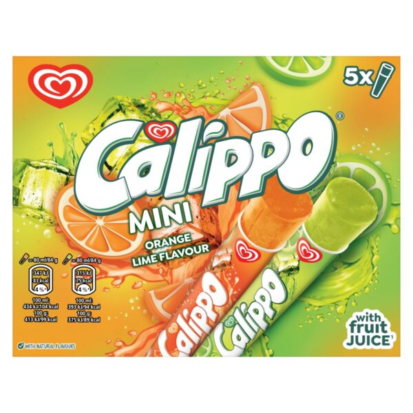 CALIPPO MINI ORANGE & LIME ICE LOLLIES 5X80ML